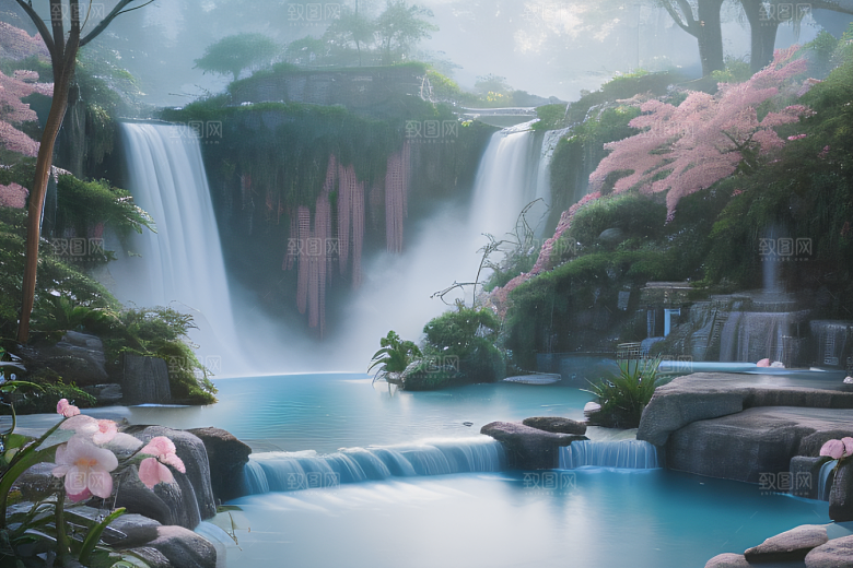 水晶般的梦幻柔和的光芒白云飘渺