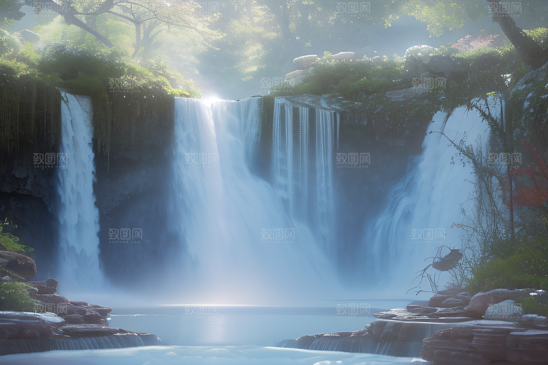 水晶般的梦幻柔和的光芒白云飘渺