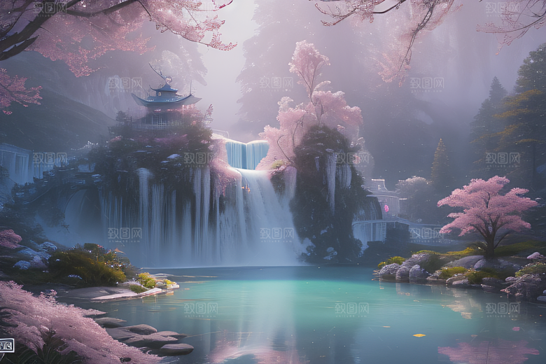 灵动仙境水雾飘渺梦幻氛围