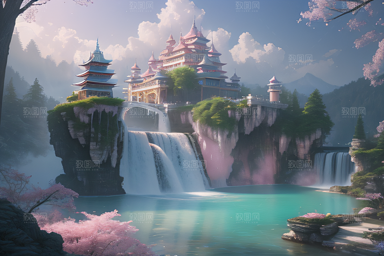 灵动仙境水雾飘渺梦幻氛围