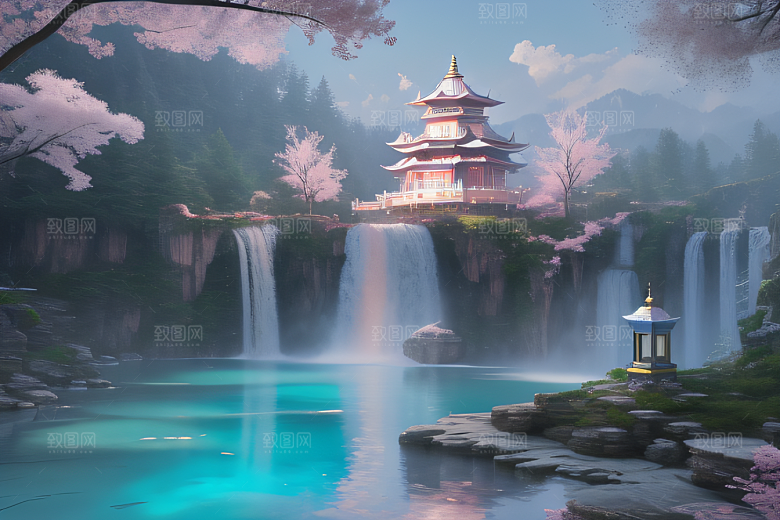 灵动仙境水雾飘渺梦幻氛围