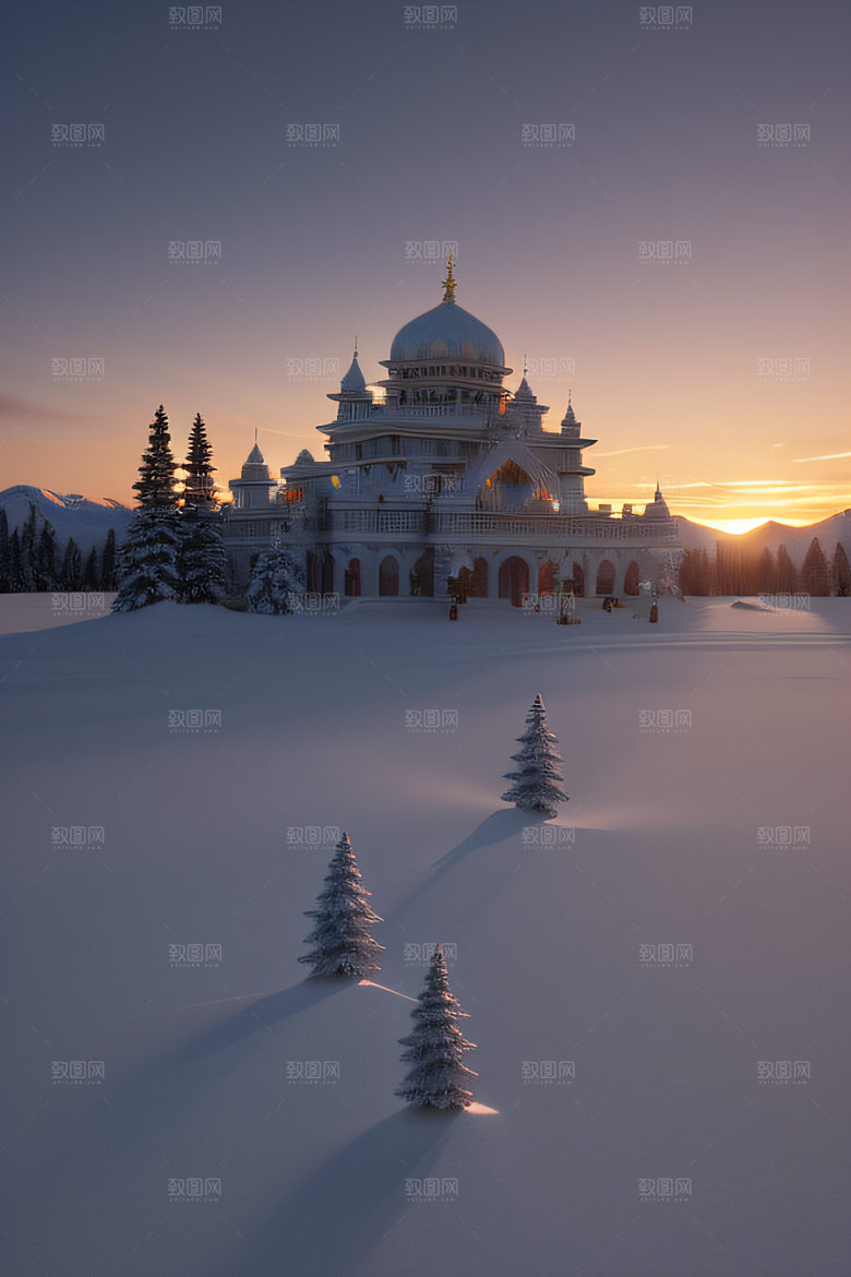 冰雪中的神秘氛围