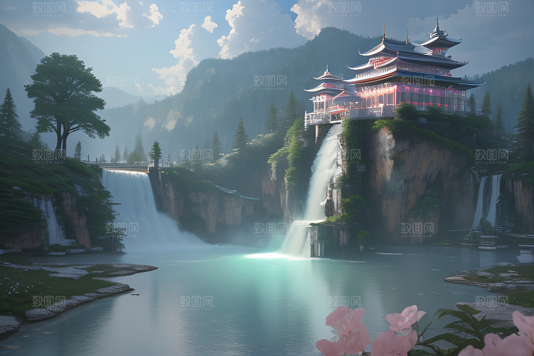 梦境花园白云朵朵光影流转