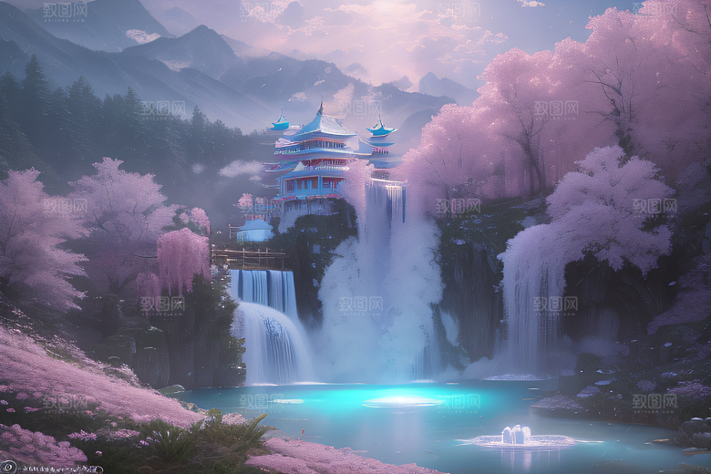 梦幻光影白云飘渺水光山色