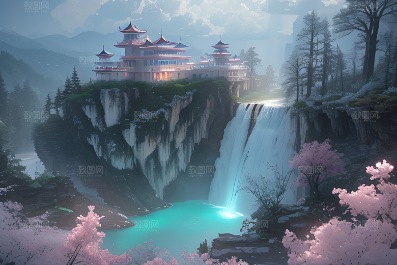 梦幻光影白云飘渺水光山色