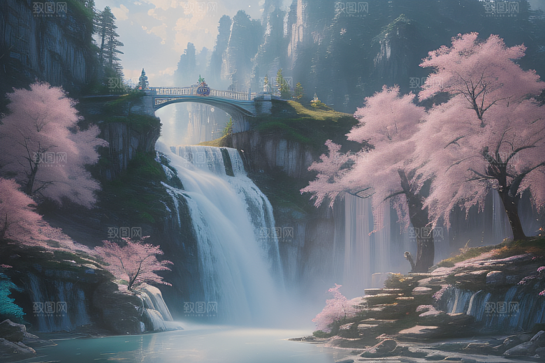 梦幻之地水雾弥漫光影璀璨