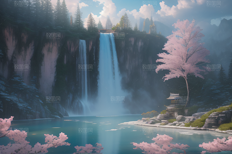 梦幻之地水雾弥漫光影璀璨