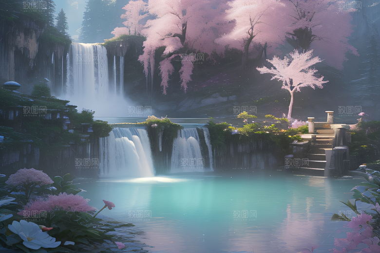 梦幻之地水雾弥漫光影璀璨
