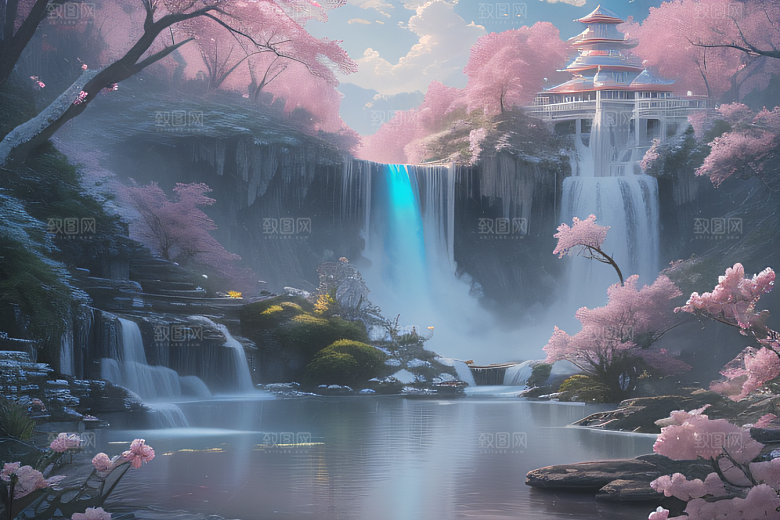 梦幻之地水雾弥漫光影璀璨