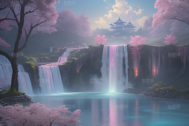 梦幻之地水雾弥漫光影璀璨