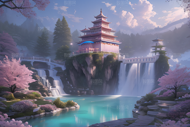 梦幻之地水雾弥漫光影璀璨