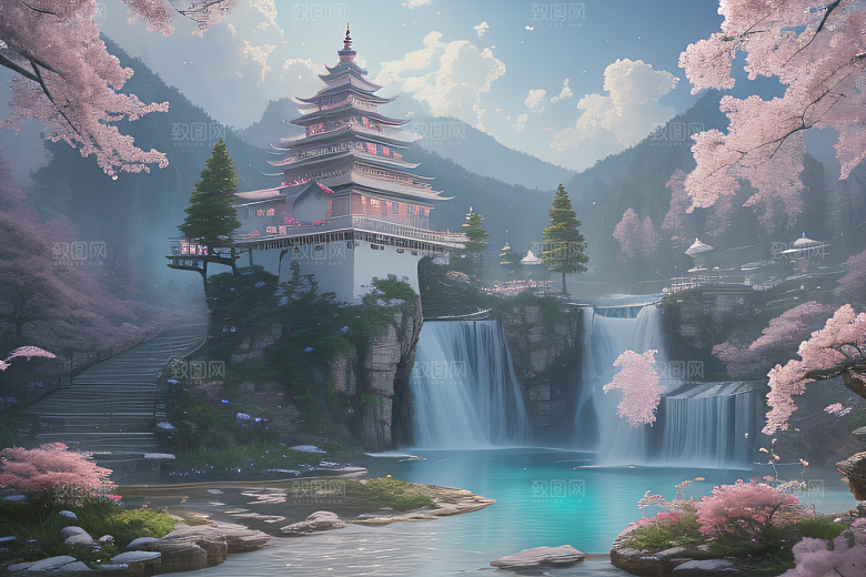 灵动仙境水雾飘渺梦幻氛围