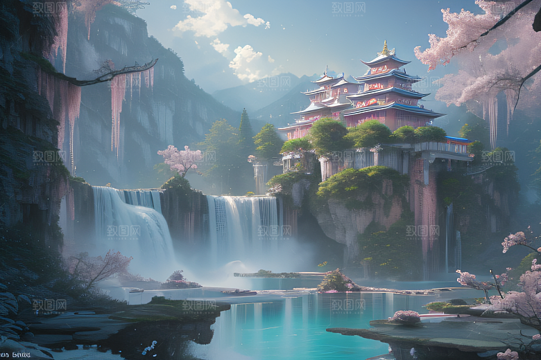 灵动仙境水雾飘渺梦幻氛围