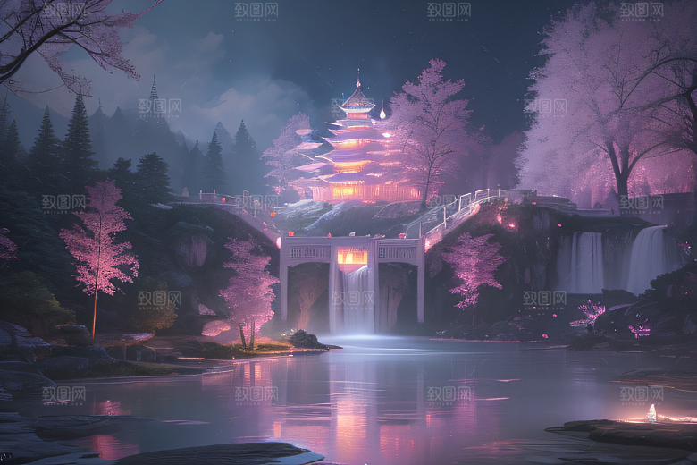 灵动仙境水雾飘渺梦幻氛围