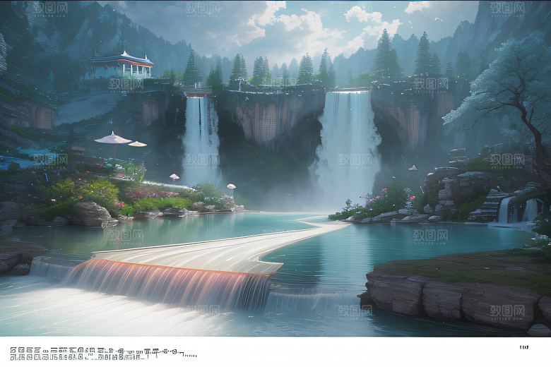 灵动仙境水雾飘渺梦幻氛围