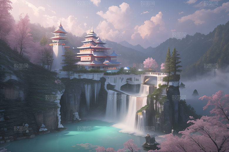 灵动仙境水雾飘渺梦幻氛围