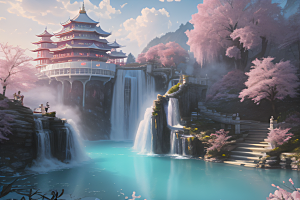 梦境之旅白云朵朵水光山色