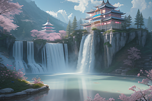 梦境之旅白云朵朵水光山色