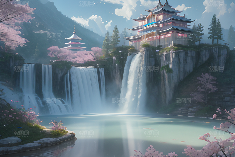 梦境之旅白云朵朵水光山色