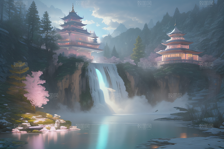 梦境之旅白云朵朵水光山色