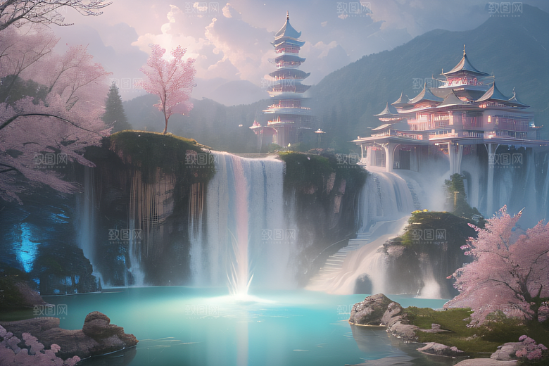梦境之旅白云朵朵水光山色