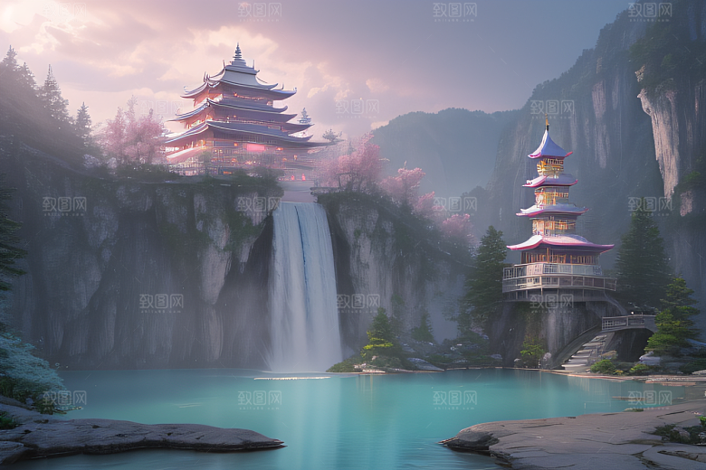 梦境之旅白云朵朵水光山色