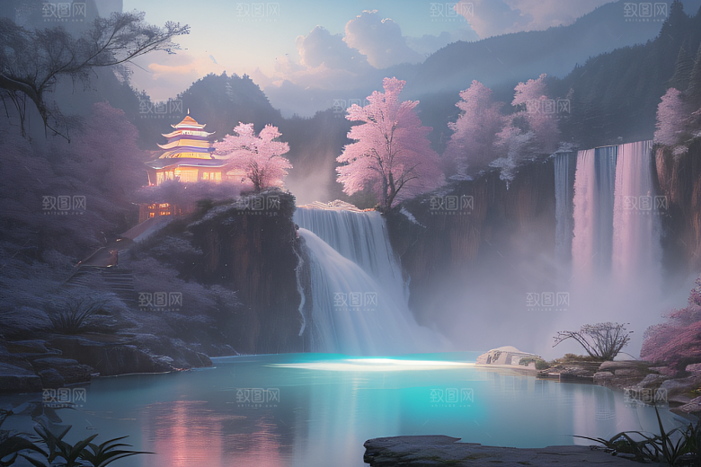 梦境之旅白云朵朵水光山色