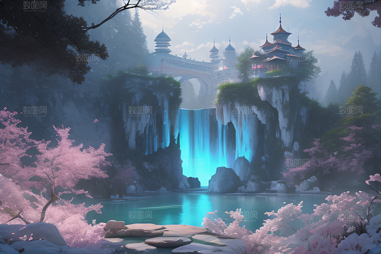 梦境之旅白云朵朵水光山色