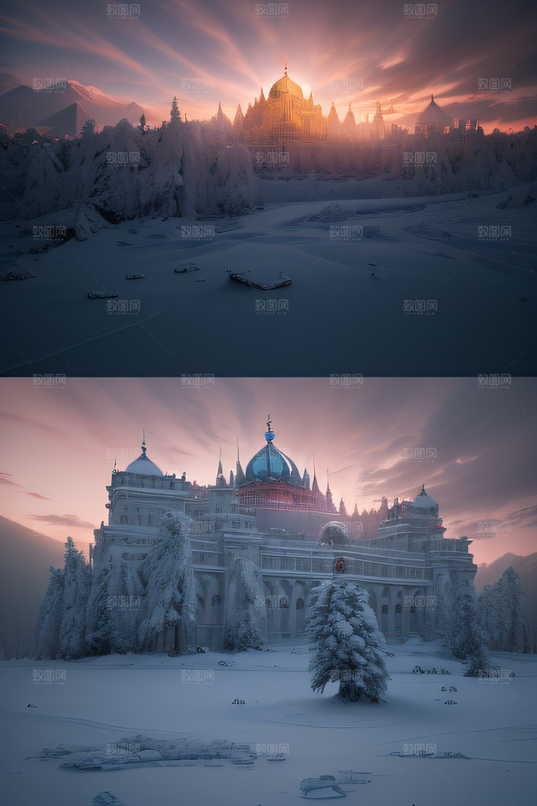 冰雪覆盖的电影场景