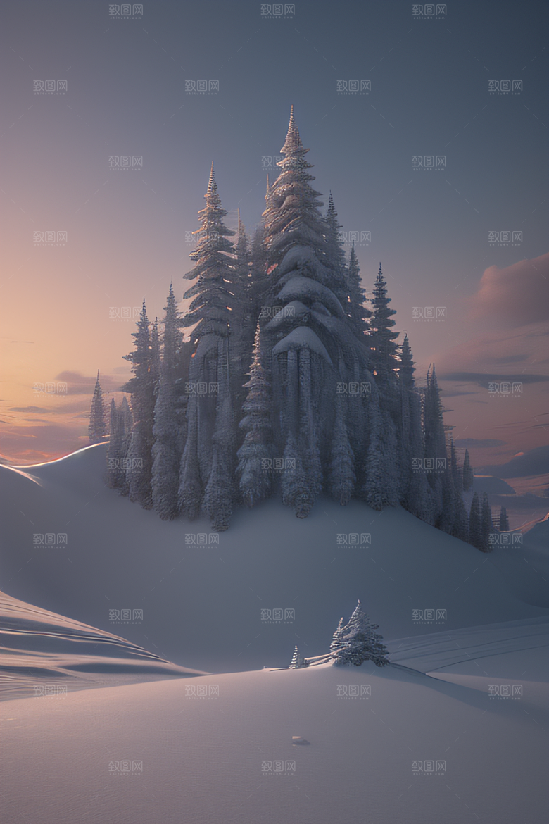 雪崩下的冰宫殿景色