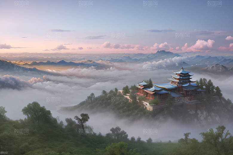 层层彩云三座银色古宫殿瑰丽登场
