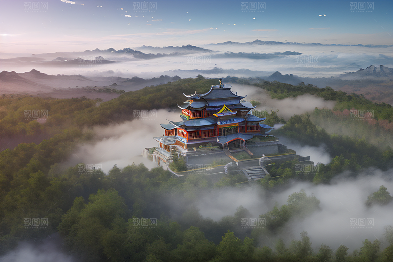 层层彩云三座银色古宫殿瑰丽登场