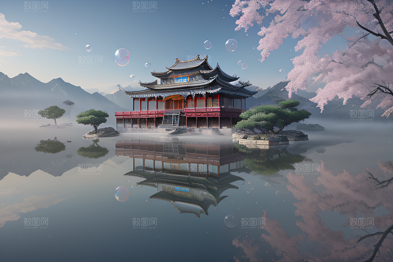 冰雪中的黄昏与日落