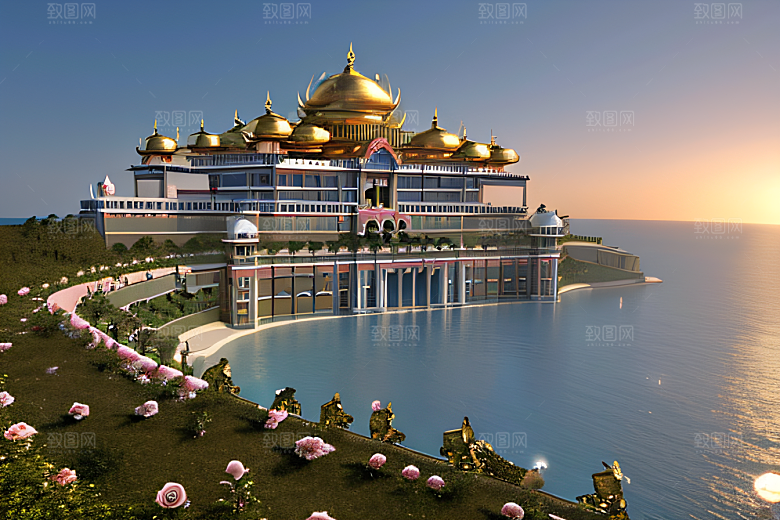 浩瀚海洋巨型玫瑰宫殿壮丽登场