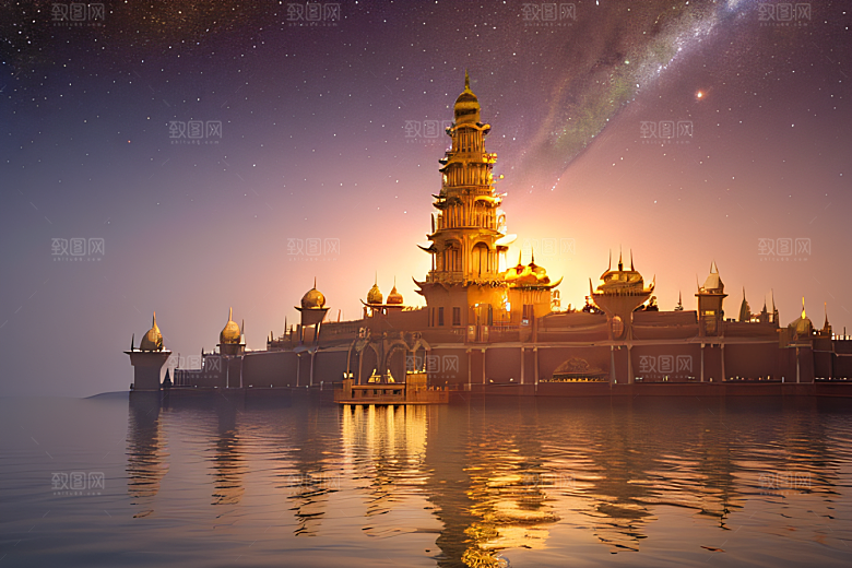 海上巨型玫瑰宫殿金壁闪耀夺目