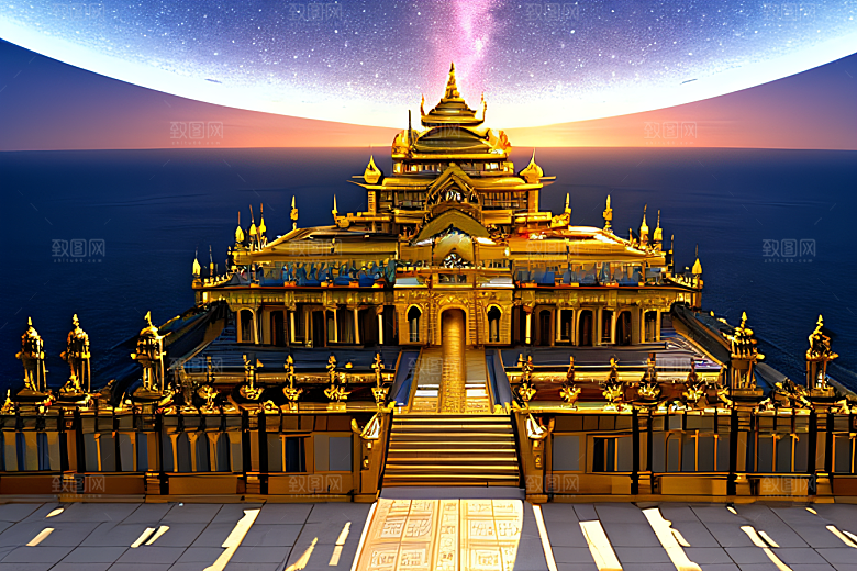 海上巨型玫瑰宫殿金壁闪耀夺目