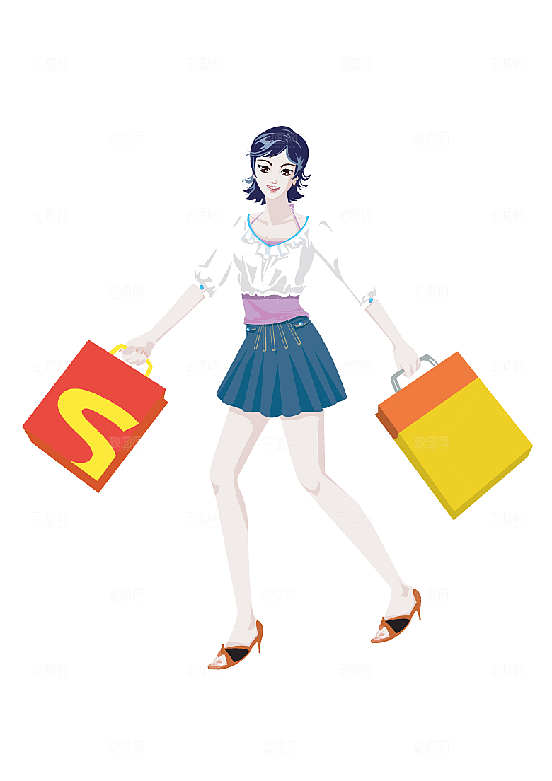 卡通女孩生活矢量素材