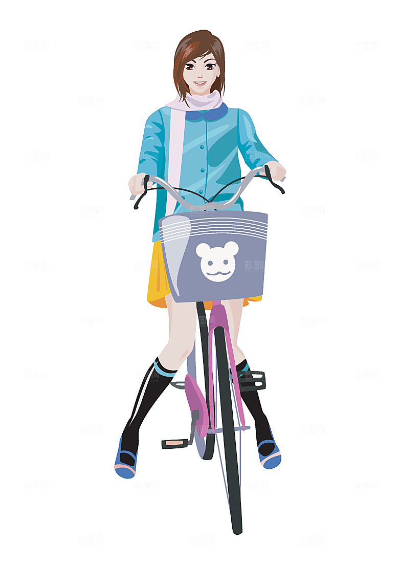 卡通女孩生活矢量素材