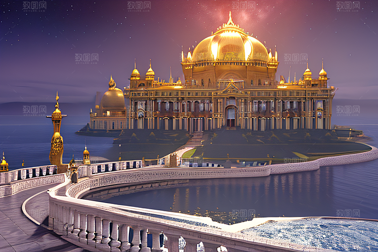 星空银河巨型玫瑰宫殿绚丽绽放