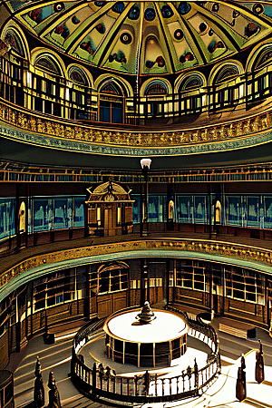 维多利亚宫殿巨大圆顶房间卡通动画