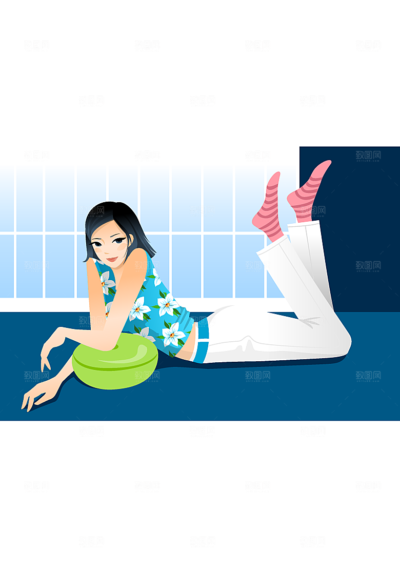 创意美女生活场景矢量素材