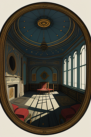 维多利亚宫殿巨大圆顶房间梦魇般的景象