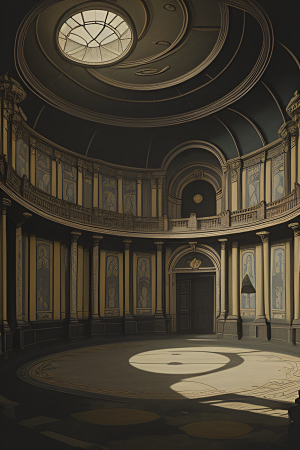 维多利亚宫殿石墙壁上的壁画巨大圆顶房间