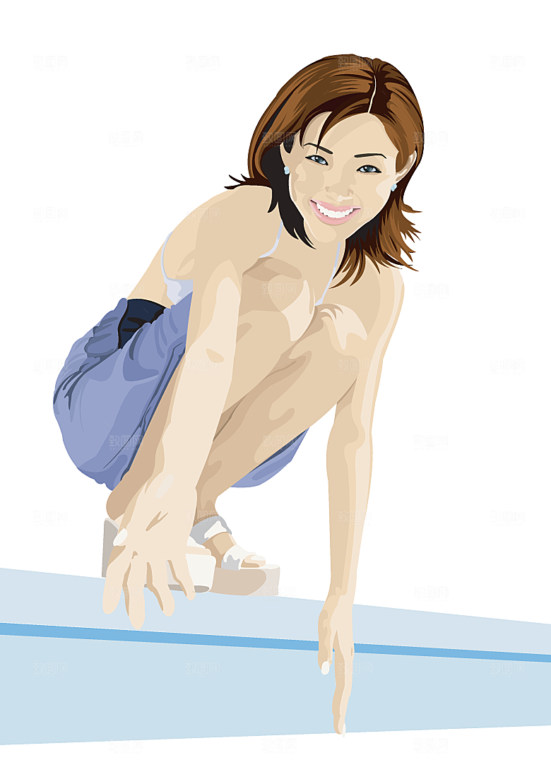 卡通手绘女孩生活场景特写