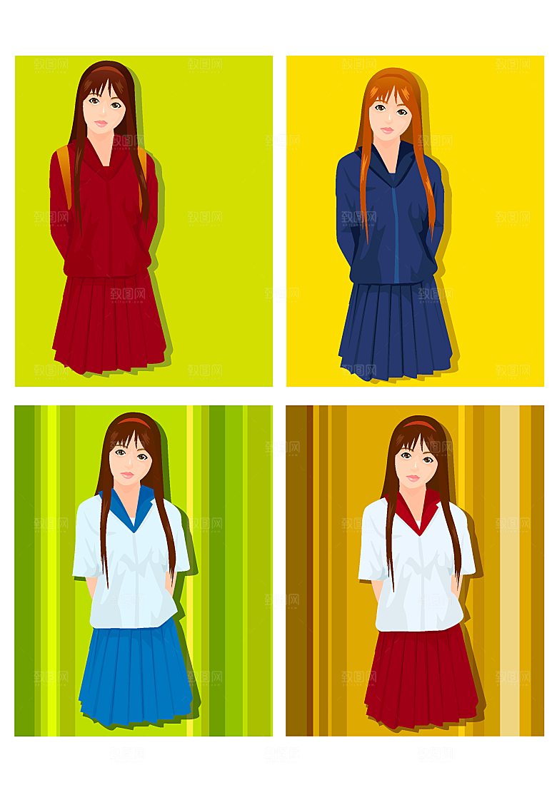 卡通人物手绘男孩女孩特写