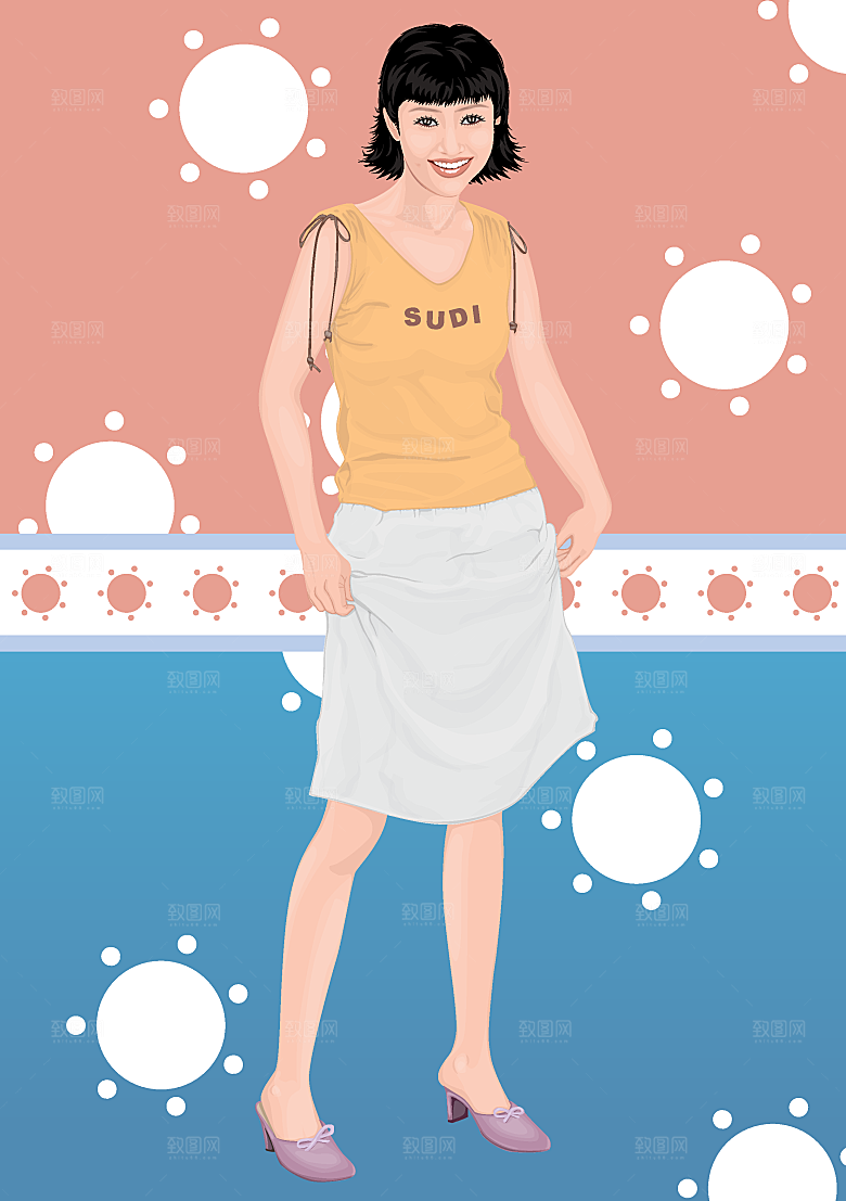 家居生活场景美女矢量卡通素材