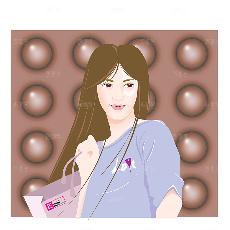 美女生活场景购物娱乐矢量插画
