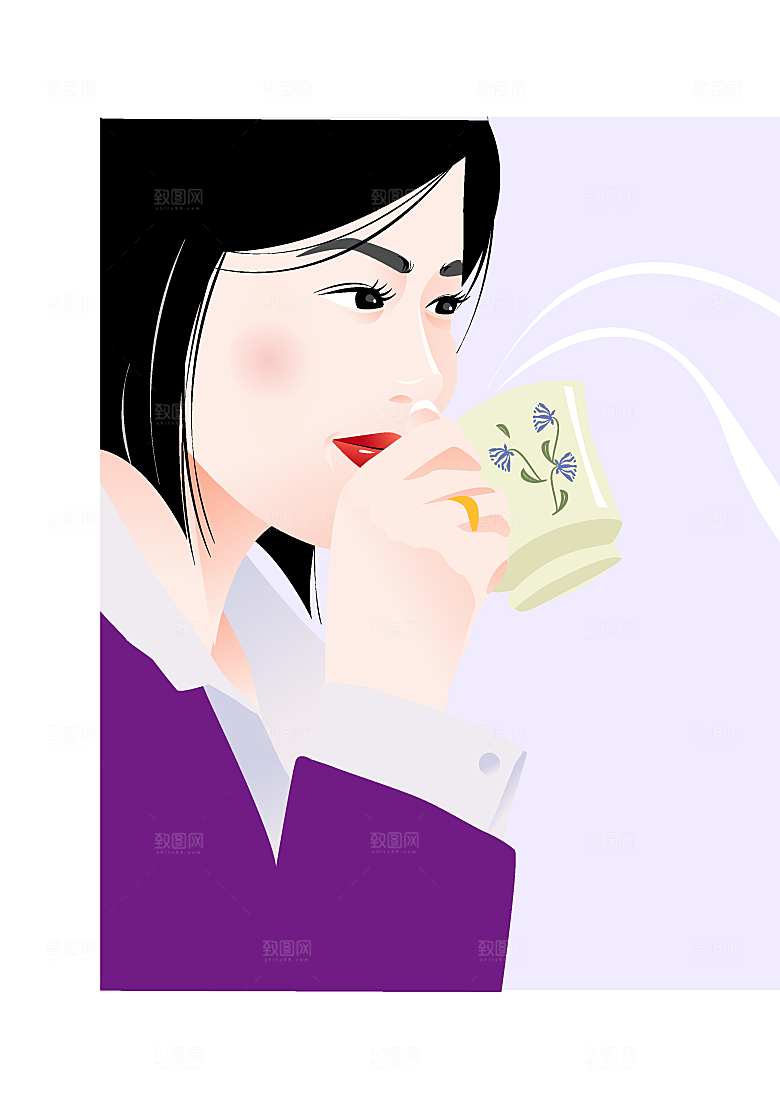 美女生活场景购物娱乐矢量插画