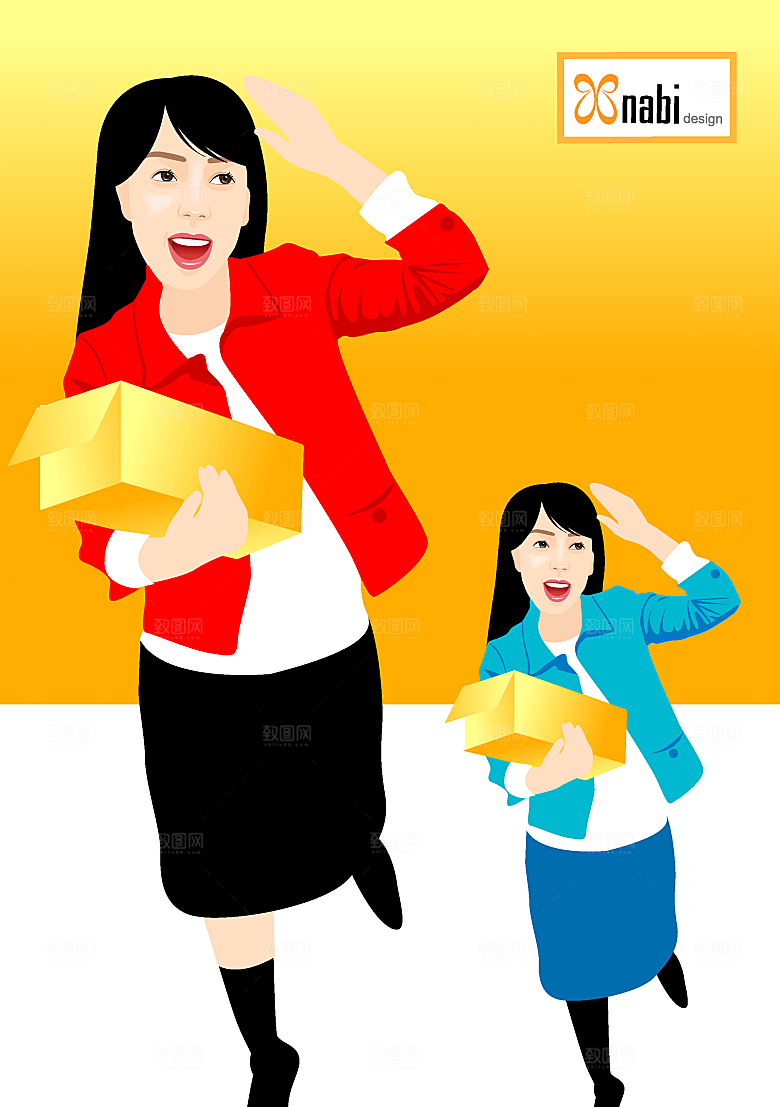 美女生活场景购物娱乐矢量插画