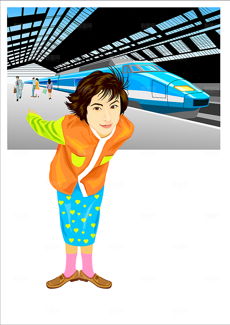 矢量旅行美女人物素材
